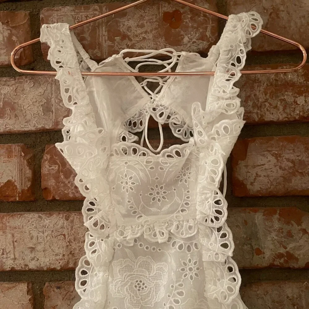 Marlo Kids White Embroidered Eyelet Dress Girls 7–8 New With Tags - Picture 2 of 12